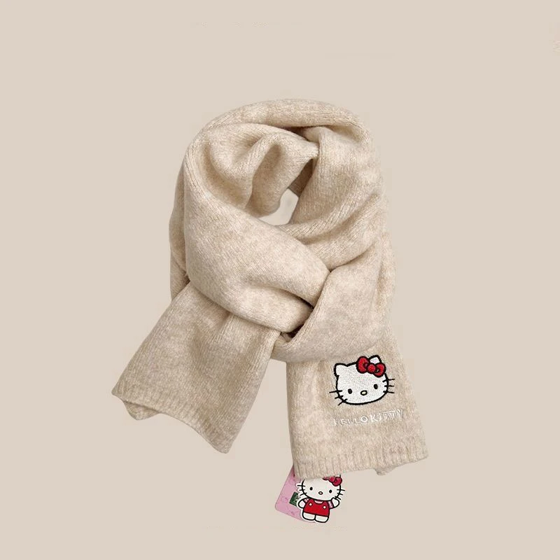 Bufanda japonesa de punto Sanrio, bufanda suave y gruesa de lana para otoño e invierno, bonita bufanda cálida para estudiantes, adultos, pareja, regalo de Navidad