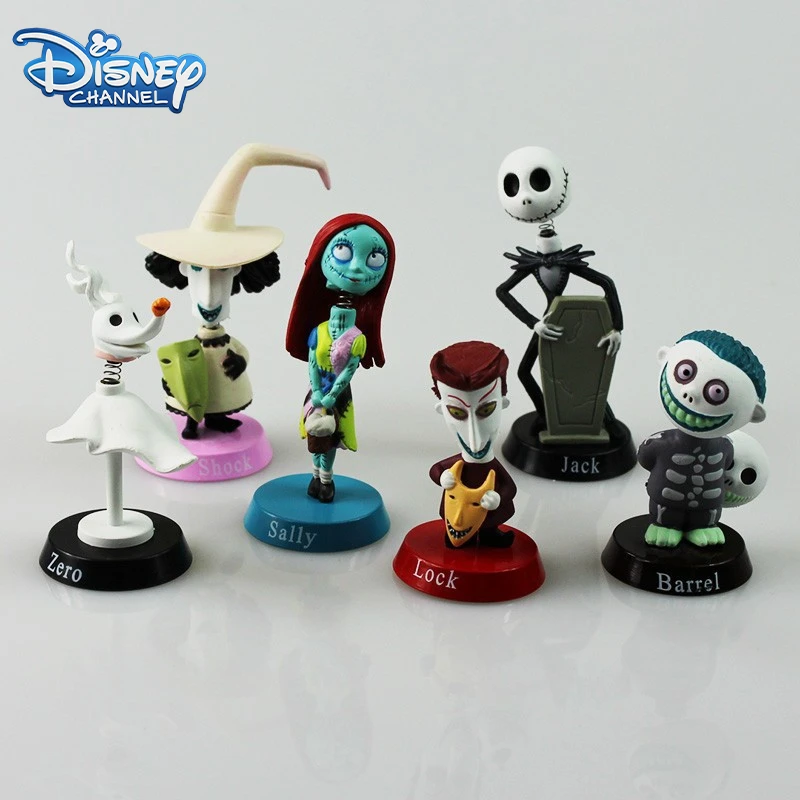 

6pcs Disney The Nightmare Before Christmas Jack Skellington Sally Action Figure Anime Model Toys Cosplay Kawaii Dolls Kids Gift