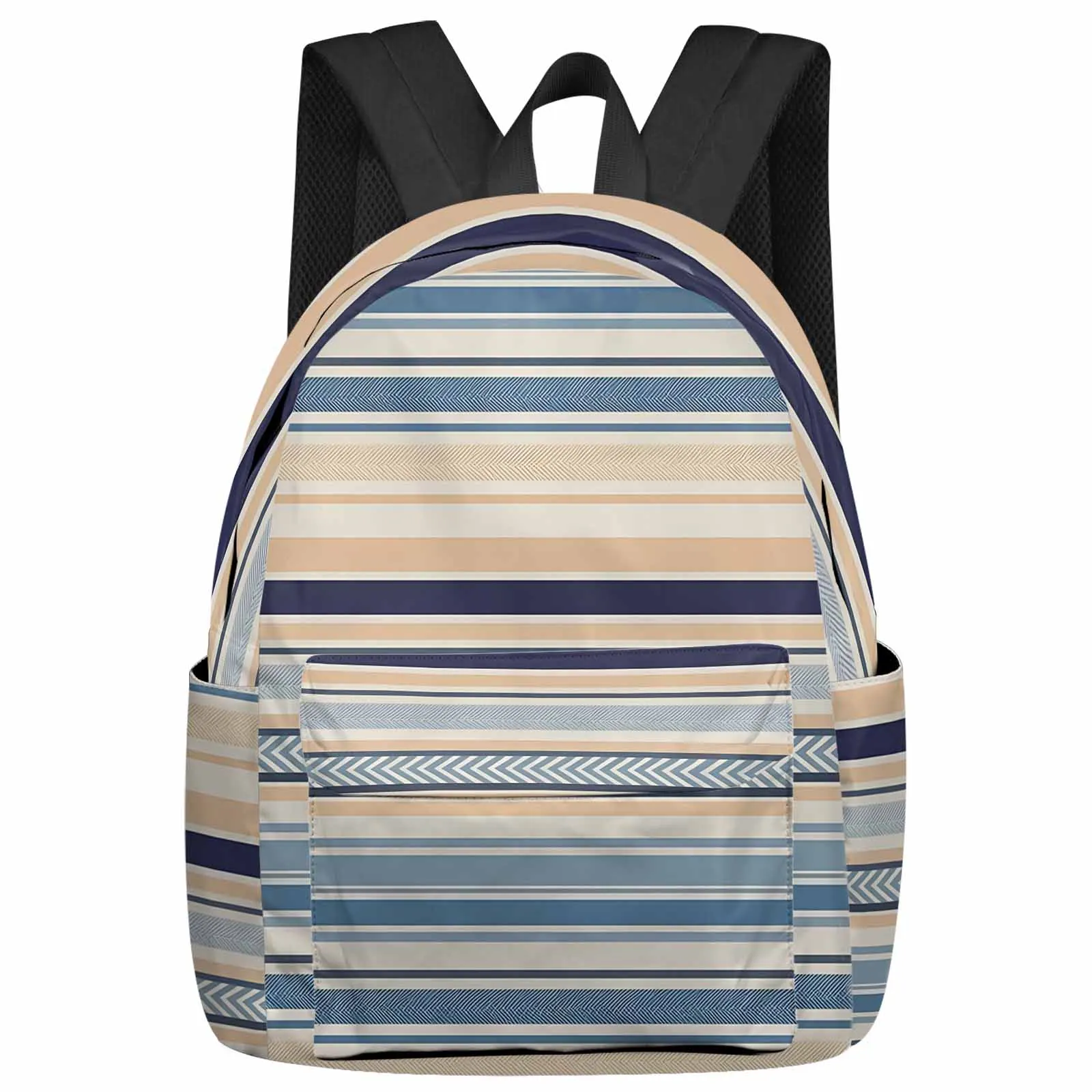 

Colorful Blue Yellow Stripe with Lines Backpack School Bags for Teenagers Students Laptop Bag Women's Casual Travel Backpack