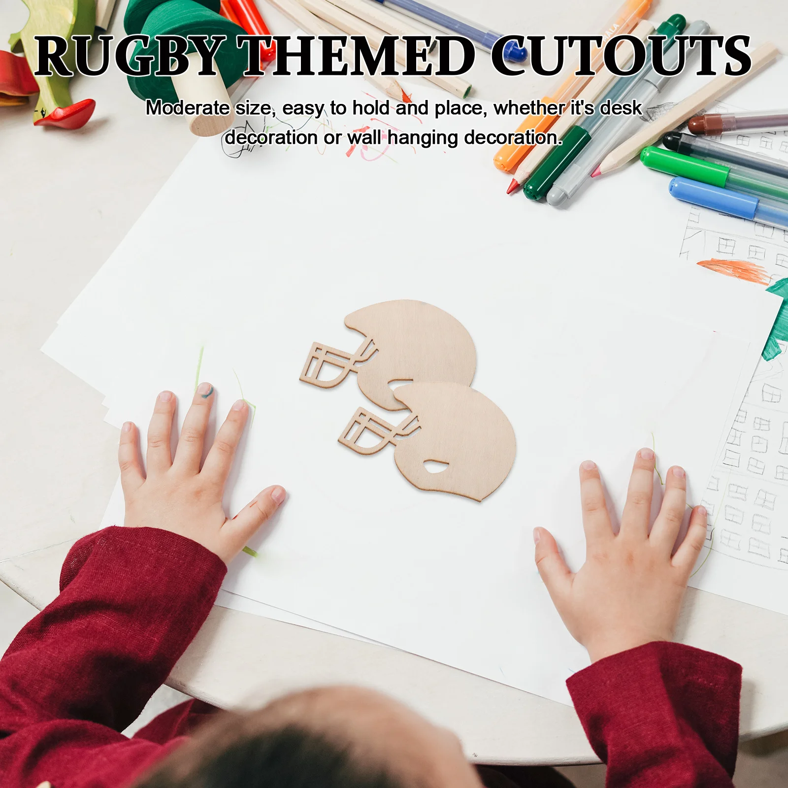 

50Pcs Unfinished Wood Football Cutouts for DIY Crafts and Home Decorations Wood Slices Football Hanging Ornaments