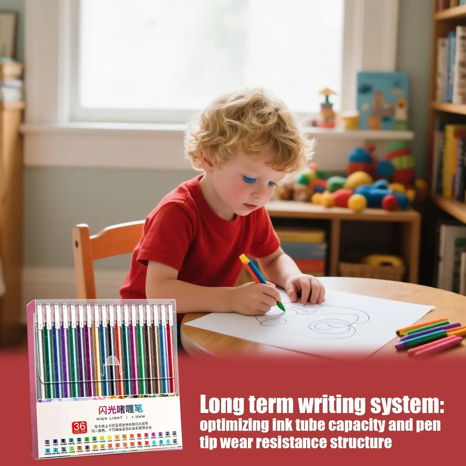 Glitter Pens Writing Glitter Gel Ink Pens Fade-Resistant Bleed-Proof Art Stationery Retractable Supplies For Teens Students