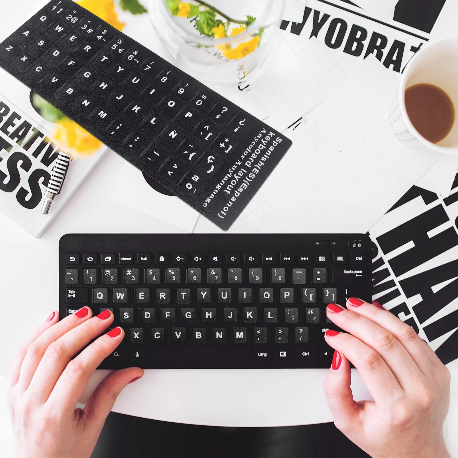 

10pcs Keyboard Stickers Replacement Laptop Lettering PVC Water Resistant Dust Proof Easy Apply Remove for 65%