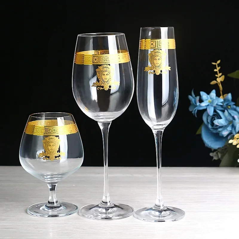 Golden L crystal goblet Phnom Penh red wine glass light luxury whisky glass European wine glass set