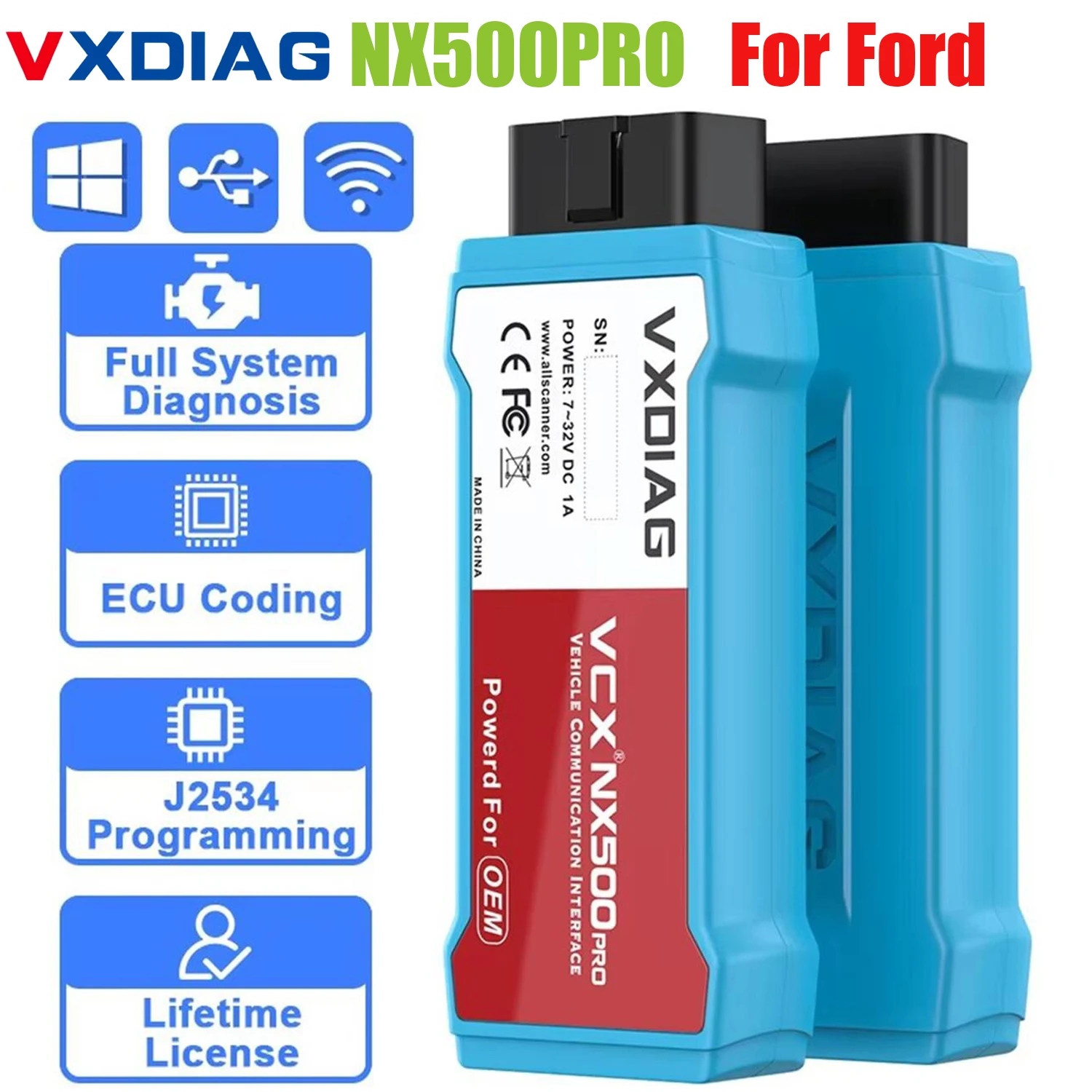 VXDIAG VCX NANO NX500pro for Ford for Mazda IDS VCM Car OBD2 Diagnostic Tool Active Test ECU Coding J2534 Smart Key Programming