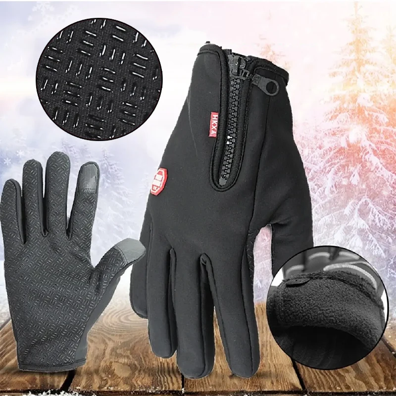 

Winter Anti-slip Silicone Touchscreen Full Finger Windproof Warm Gloves Bicycle Riding Touchscreen Coldproof Sports Gloves