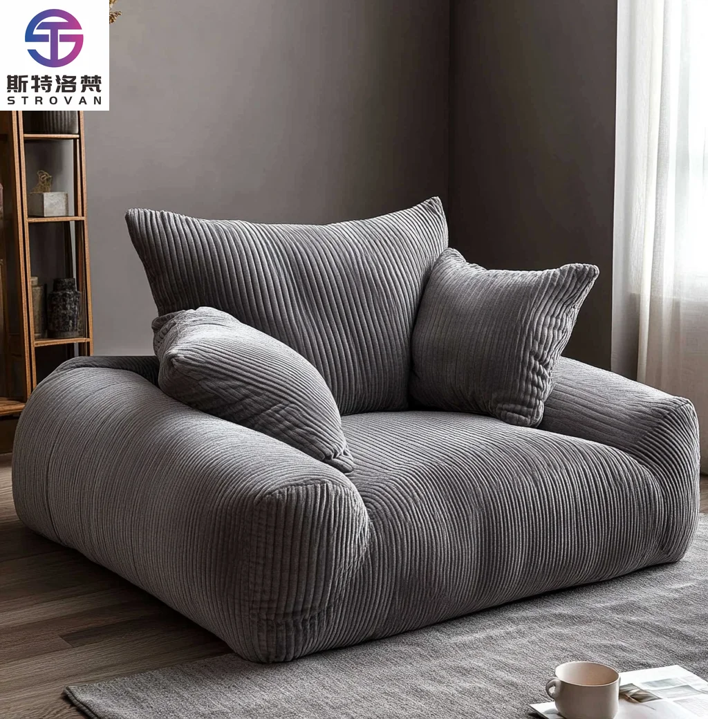 

Modern Chinese-Style Bean Bag Chair Sofa Big Comfy Living Room & Bedroom Furniture with Pocket Armrests for Gaming