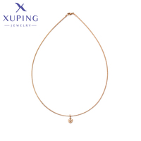 Xuping Jewelry New Arrival 45cm Heart Pendant Necklace of Gold Color Women Exquisite Gift R123