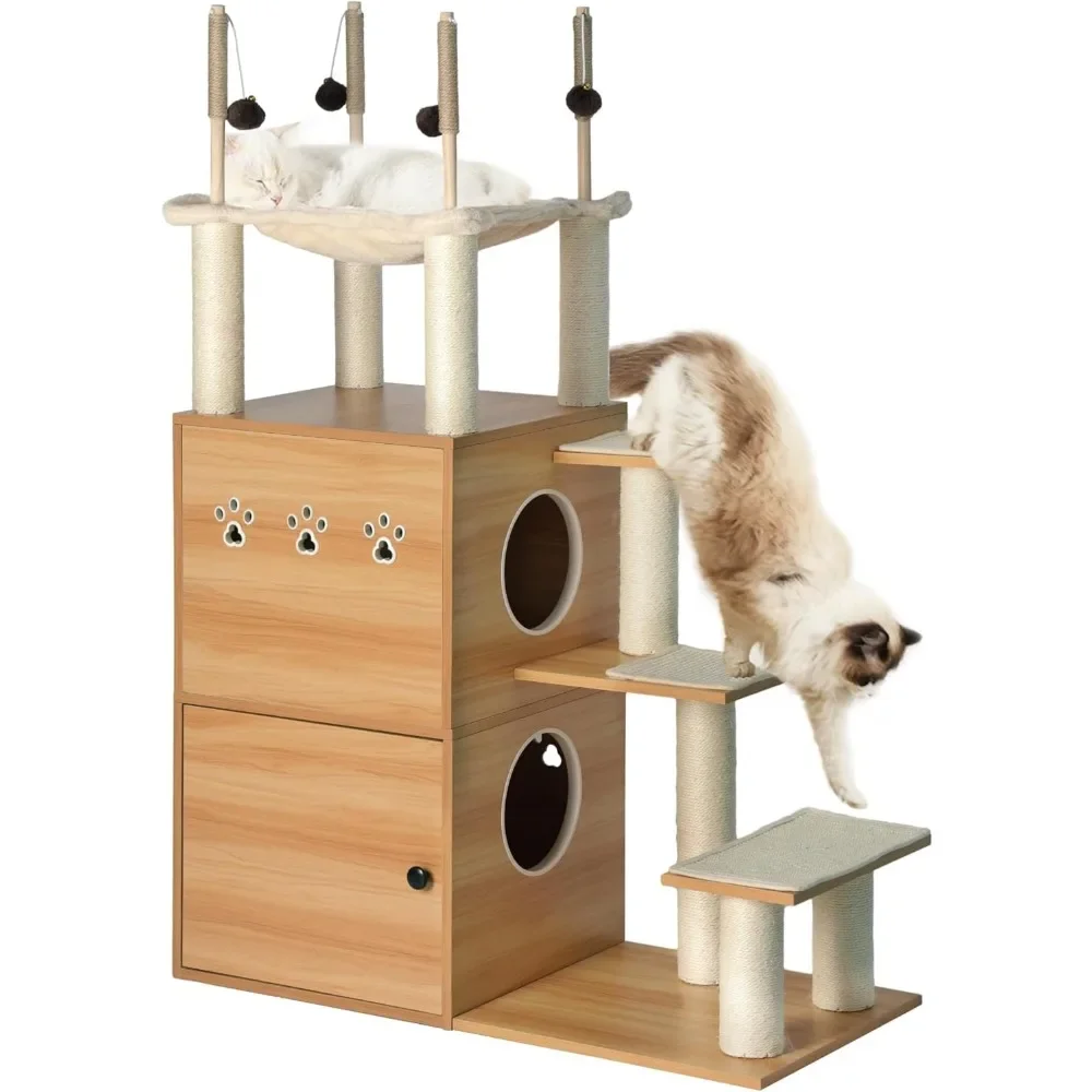 Imagem -03 - Gato Moderno com Caixa de Lixo Casas e Condomínios Torre Grande com Camas de Rede Produtos para Animais de Estimação para Gatos