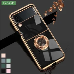 For Samsung Galaxy Z Flip 5 Luxuy Plating Magnetic Metal Ring Bracket Case For Samsung Galaxy  Z Flip 4 3 Silicone Back Cover