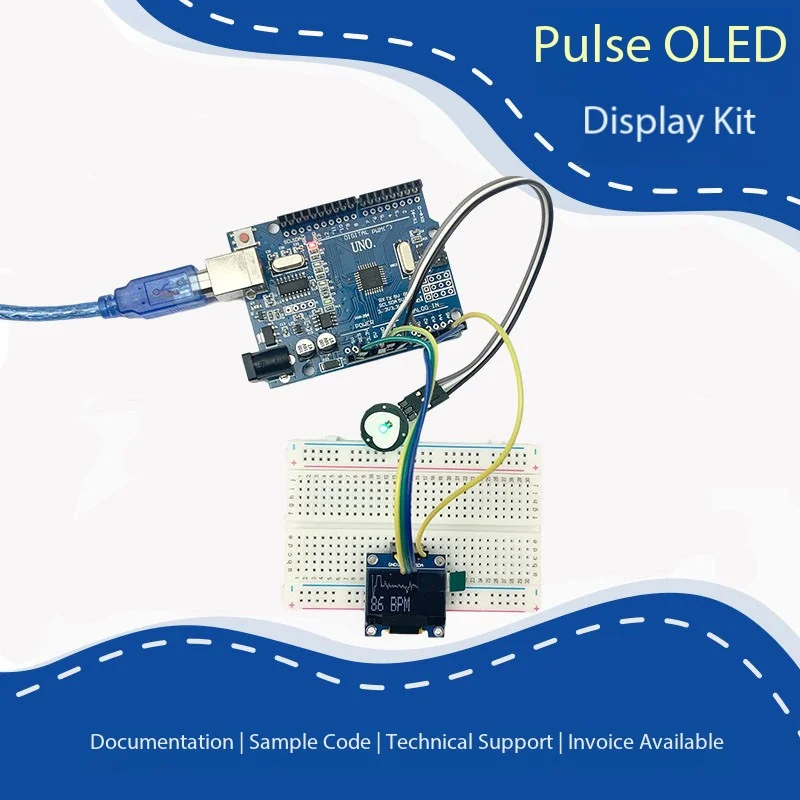 PulseSensor Heart Rate Monitor Kit with OLED Display 3.3V for Arduino STM32 Wearable Health