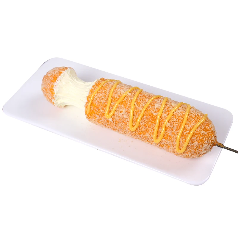 Korean Simulation Food Snack Model Cheese Brushed Hot Dog Stick Model Cheese Stick Props Food Sample Customization