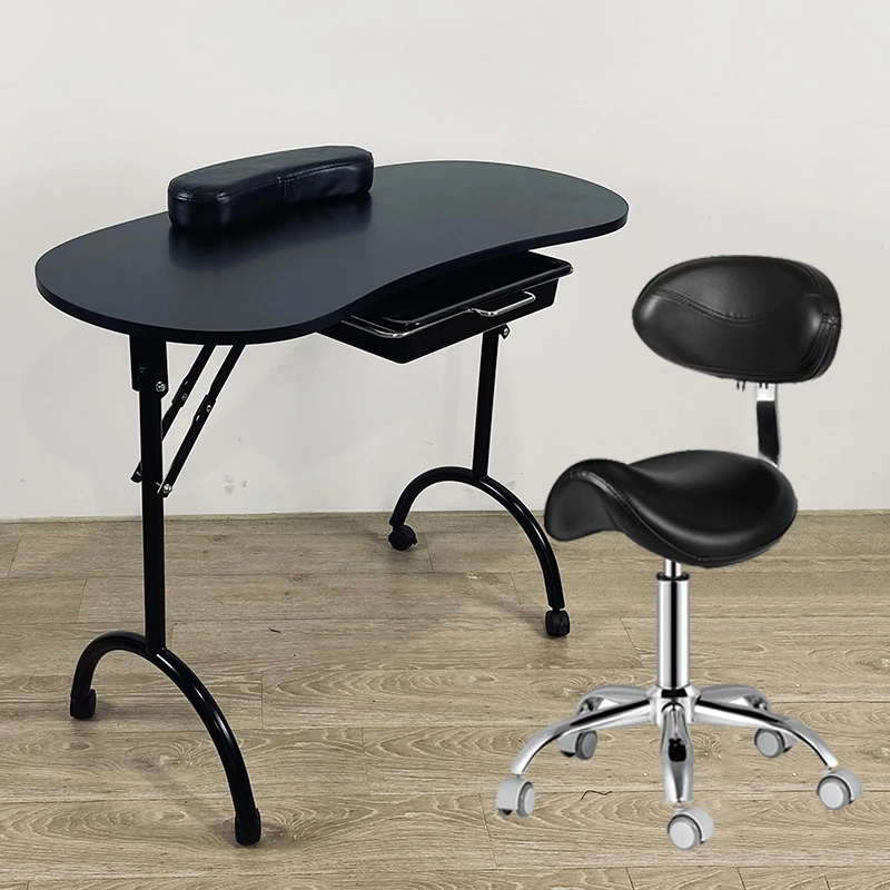 

Nail Salon Furniture Portable Folding Manicure Table and Chair Set With Hand Pillow