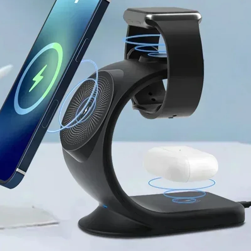 Magnetic Wireless Charger 3 in 1 Fast Charging Station For Magsafe iPhone 17 16 15 14 Pro Max iWatch 10 9 8 7 6 SE AirPods Pro