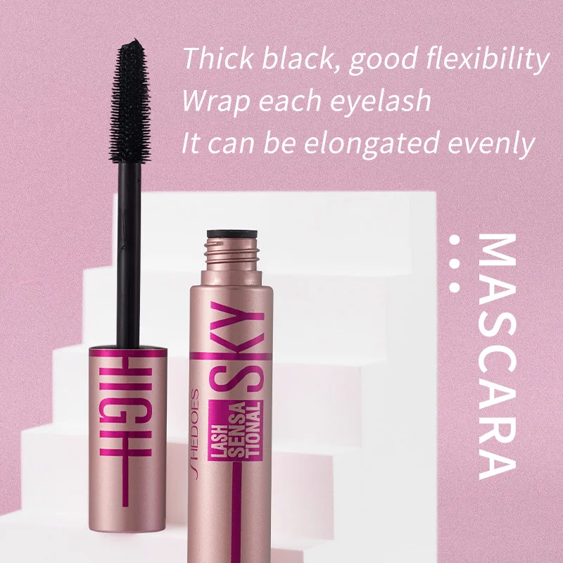 1PCS-SHEDOES Mascara 7D, long et bouclé, clair, imperméable, résistant à la sueur, pas facile à tacher, pas facile à enlever le maquillage, noir