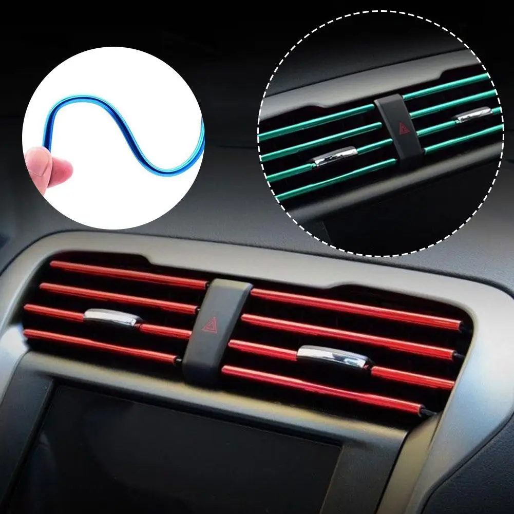 U Shape Colorful Shiny Car Trim Strips Decoration Outlet Strips Air Car Universal Trim Conditioner 20cm Vent D8Y4