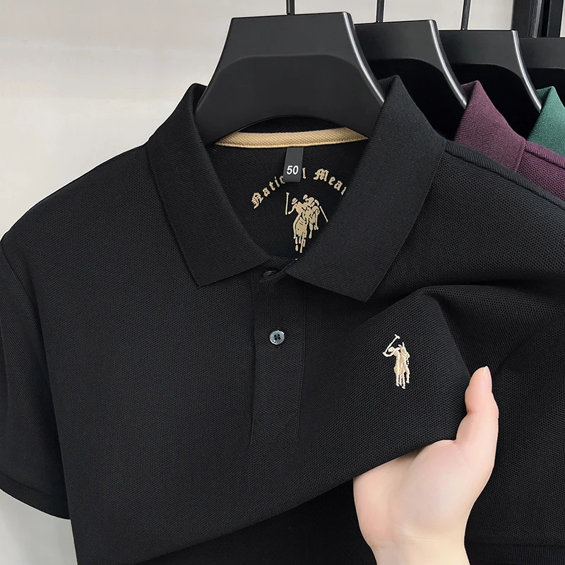 High-End 100% Baumwolle Kurzarm Polo Shirt Herren Sommer Luxus Marke Klassische Paul Pony Stickerei Freizeit Business Mode Golf T-Shirt – Detail 38