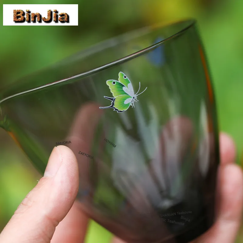 BAEJORIA 180ml Glass Butterfly Orchid Tea Pitcher Pour Tea Sharing Pot Cha Hai Dispenser Household Justice Cup Fair Mug Cafes
