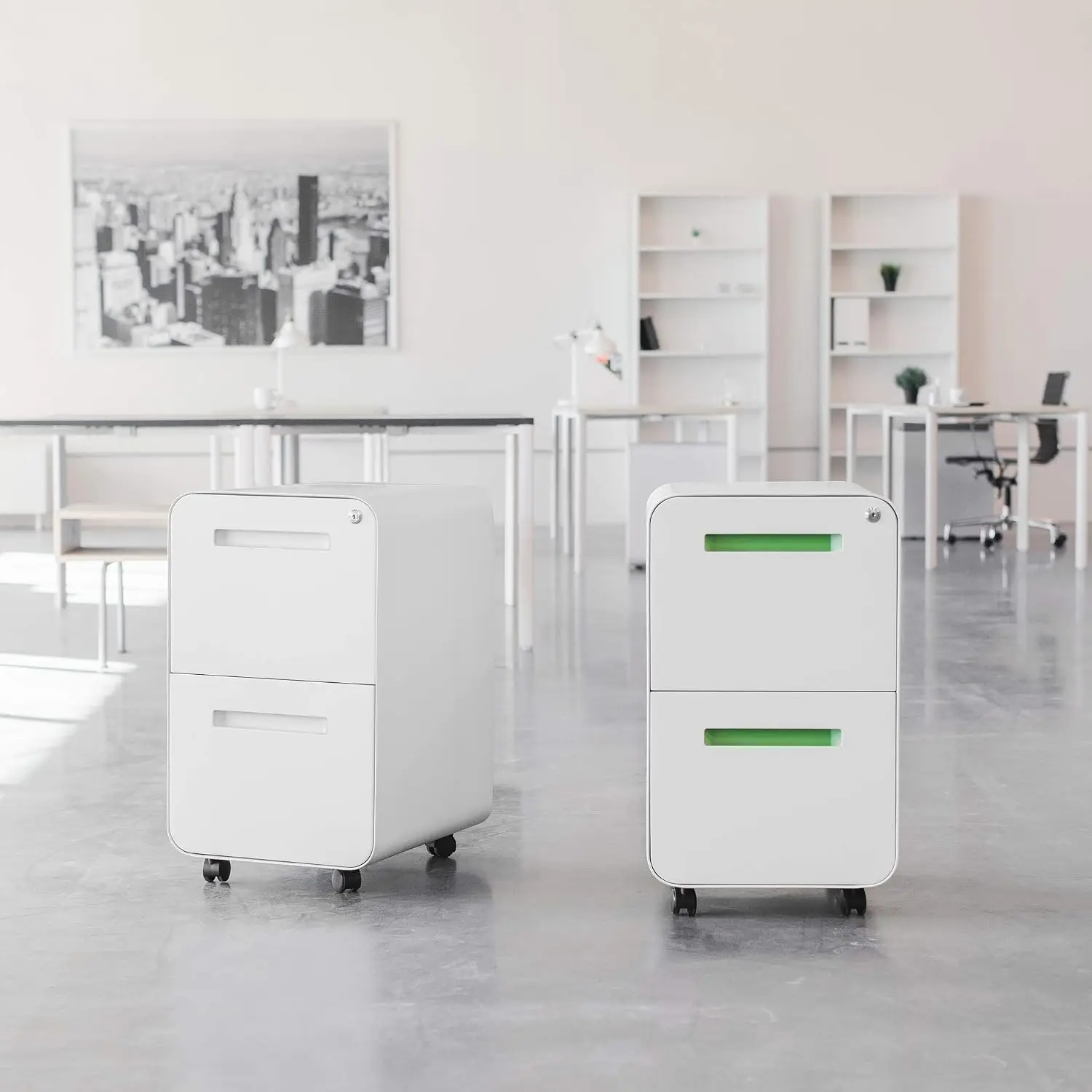 2 Drawer Mobile File Cabinet with Lock, Under Desk Metal Cabinet for Legal & Letter Folders, Wheels & Feet, Customized