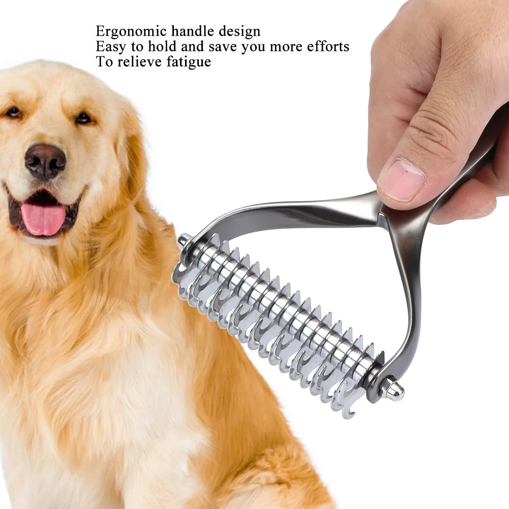 Zinc Alloy Double Side Pet Grooming Massage Comb Hair Removal Shedding Cleaning Brush Trimmer Tool For Dogs