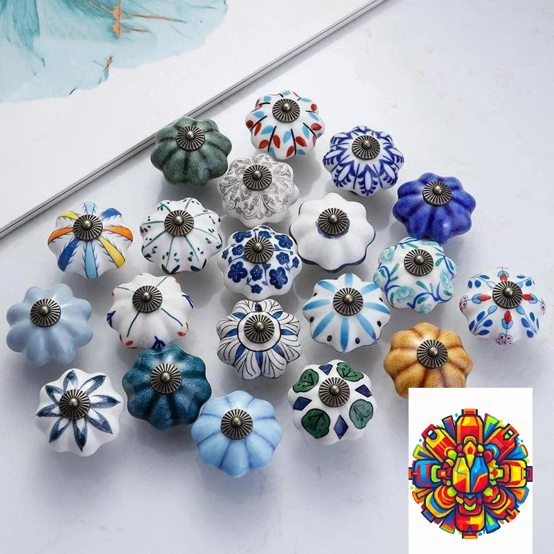 Decorative Hand-Painted Ceramic Cabinet Handle 1Pcs Single Hole Smooth Drawer Pull for Home Furniture DIY Renovation