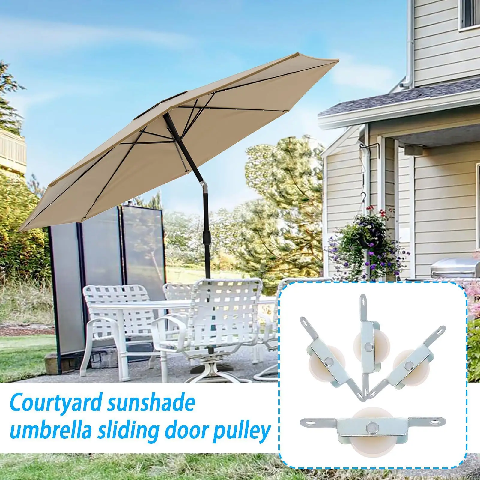 Patio Umbrella Pulley Bracket 4 Pieces Parasol Rope Sliding Bracket Replacement Parts For Balcony Courtyard Outdoor Pool