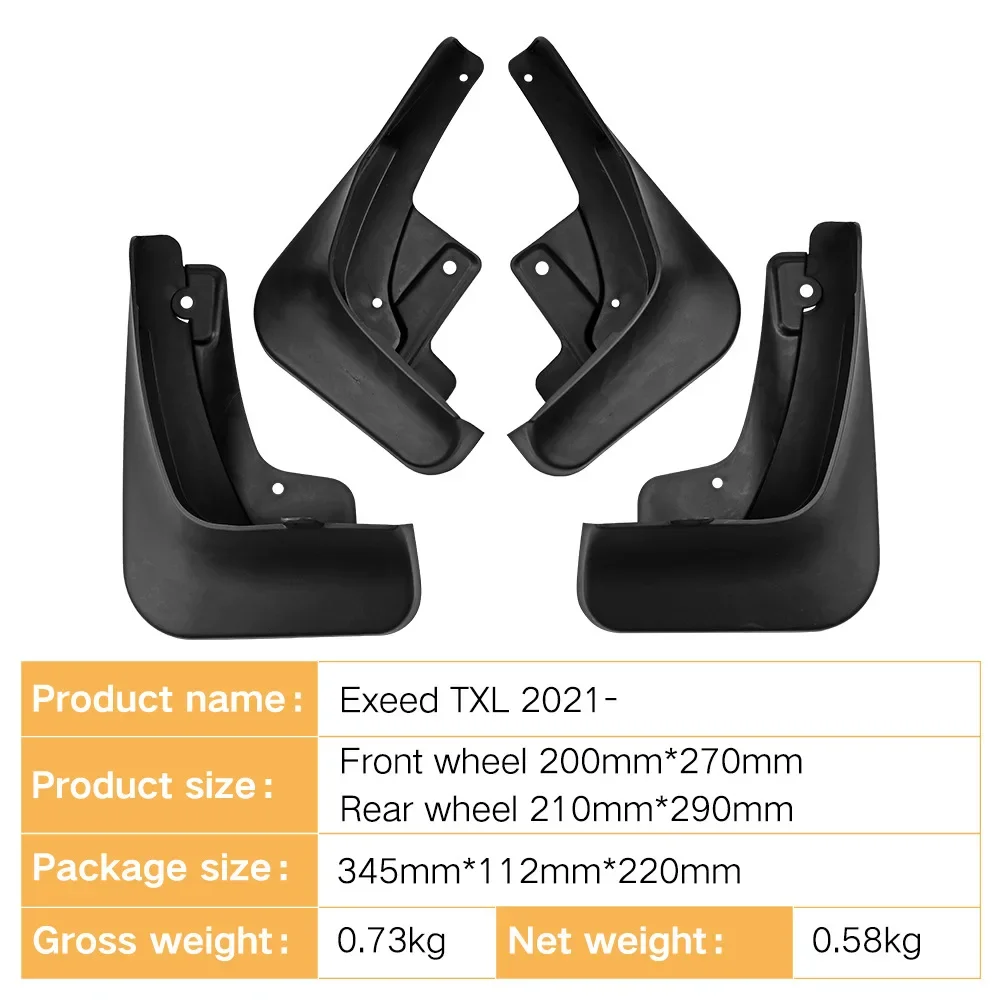 Splash Guards Fender MudFlaps Front Rear Car Accessories 4pcs Mudguards for Chery Exeed TXl TX 2021 2022 2023
