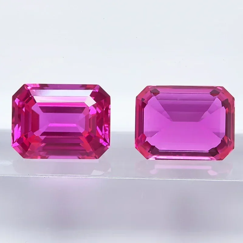 

L-Lab Grown Sapphire Emerald Cut Hot Pink Color VVS1 Gemstone Charms DIY Jewelry Making Material Selectable AGL Certificate