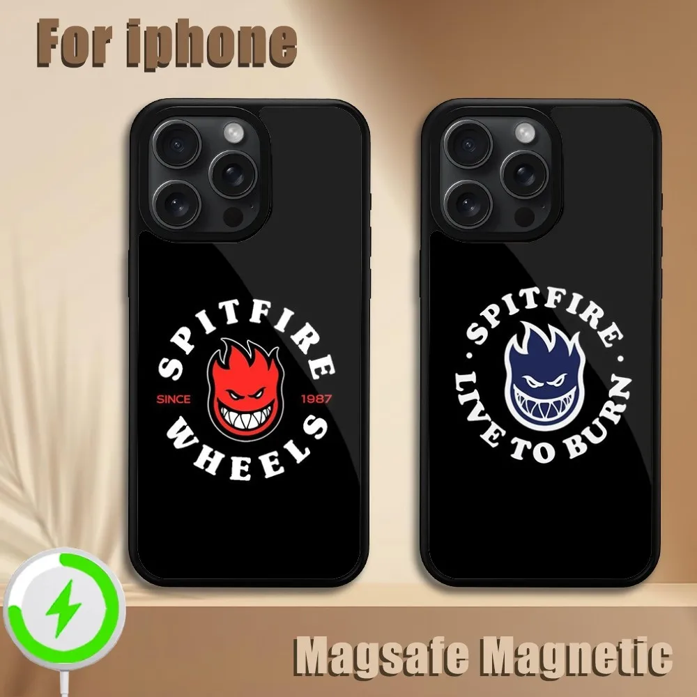 Spitfire SkateBoards  Phone Case For iPhone 11 12 13 14 15 Plus Pro Max Magsafe Magnetic Wireless Charging Cover