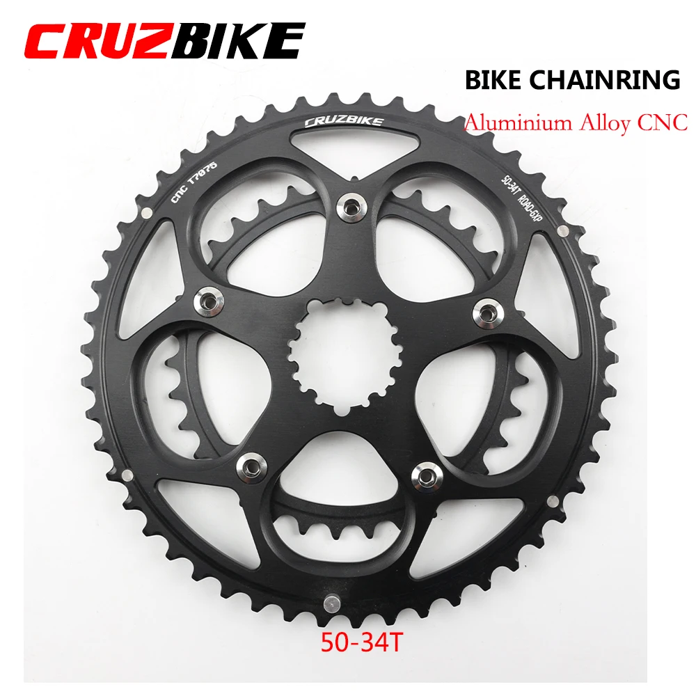 CRUZbike Road Bike Chainring 50-34T Chain Wheel Double Disc Bicycle Crown For 9/10/11/12 Speed Crankset