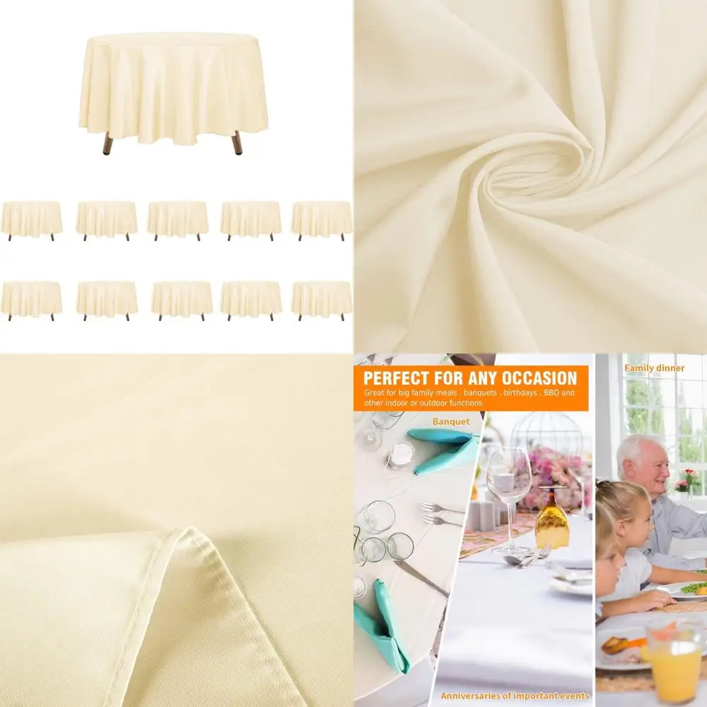 

Premium Polyester 90 Inch Round Tablecloth Ivory for Weddings, Parties, Events, Banquets, and Buffets