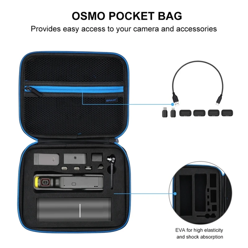 PULUZ Waterproof Carrying And Travel EVA Case For DJI OSMO Pocket 2 Storage Box Portable Cover Size: 23 X 17 X 7Cm
