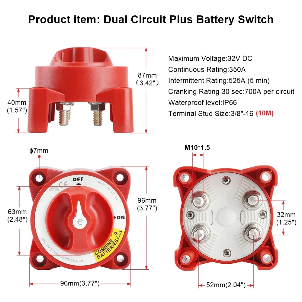 For Camper RV Truck Boat Car Isolator Battery Circuit Cutter 32V DC 325A Waterproof Ignition Protected Battery Isolator Switches