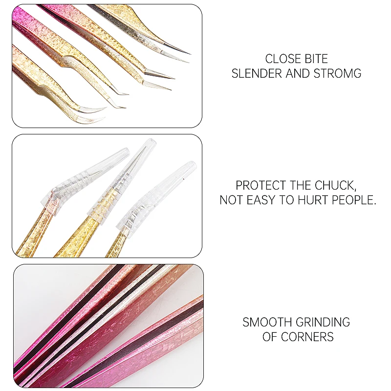 1pc Eyelash Tweezers Stainless Steel Accurate 3D Volume Fan Eyebrow Tweezer Non-magnetic Lash Extension Accessories Makeup Tools