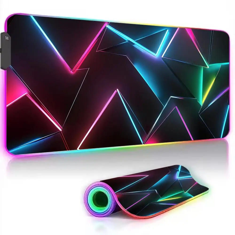 

RGB Oversized Gaming Mouse Pad Red-Blue Gradient Design XXL Non-Slip Rubber LED Backlit Gaming Desk Mat Keyboard-Length Desk Pad