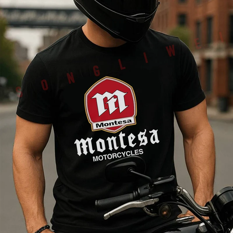 Camiseta Montesa con estampado de motocicleta para hombre, camisetas informales a la moda para verano, camisetas cómodas de manga corta