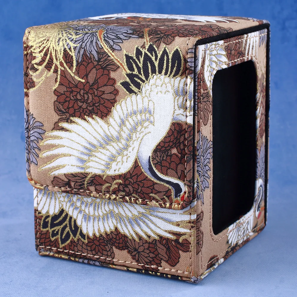 Gacha 100+ Golden Crane TCG Card Deck Box With 2 Dividers PU Leather Magnetic Closure Game Card Storage Box PTCG YGO Sport Cards