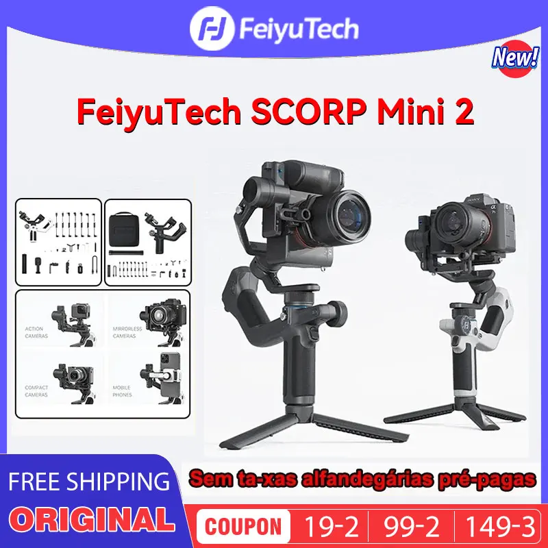 FeiyuTech SCORP Mini 2 All-in-One 3-Axis Handheld Camera Phone Gimbal Stabilizer for Sony ZVE10 A7S3 A6700 iPhone 15 AI Tracker