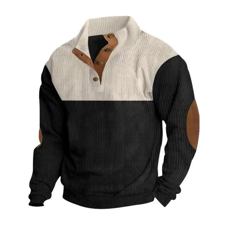 Men's Large Size Casual Colorblock Stand Collar Sweatshirt Comfortable Breathable Hoodie for Hiking And Other Outdoor Activities