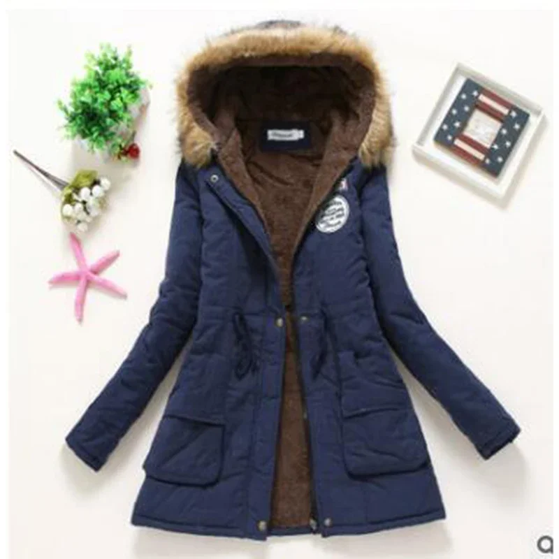

Winter Coat for Women Slim XXXL Size Outwear Medium-Long Cotton Padded Coat Thick Warm Hooded Parka Mujer Women's Casual Jacket