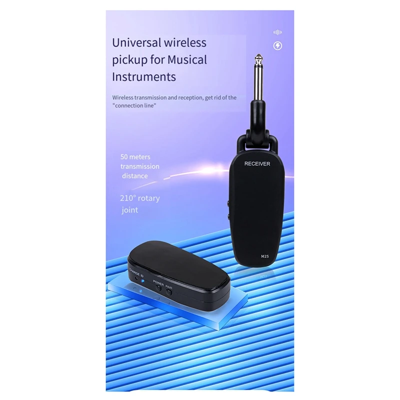 Wireless Guitar Bass Transmitter Receiver System Rechargeable Portable Audio Transmitter For Electric Guitar Bass Easy Install