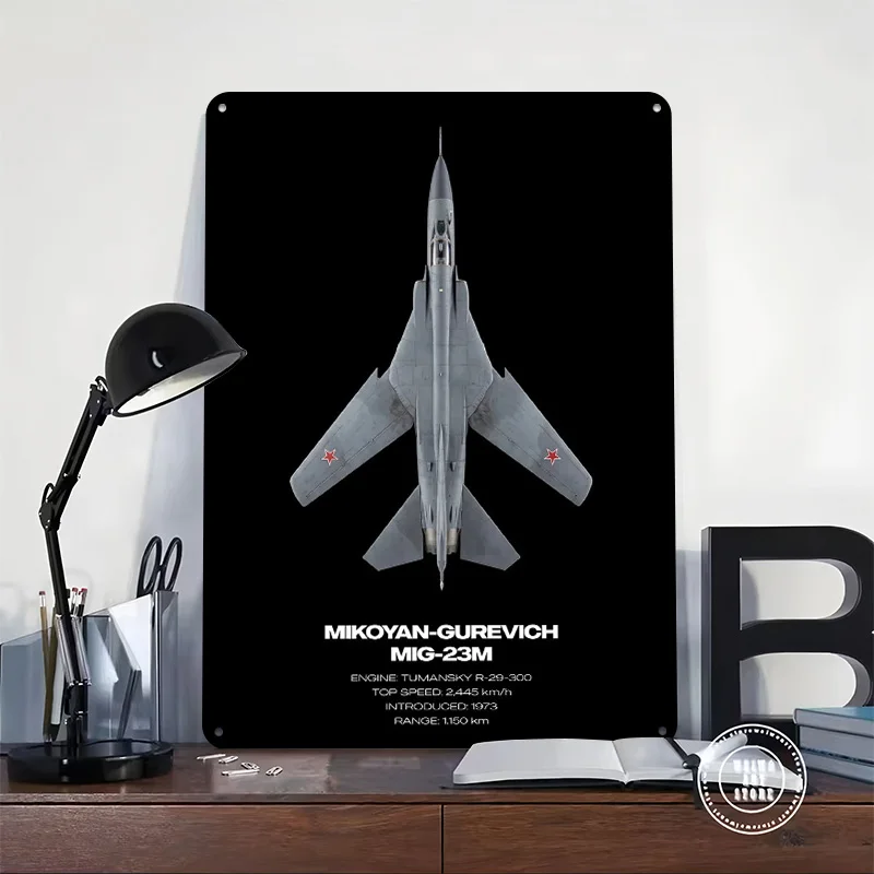 Mikoyan-Gurevich MiG-23M Jet Fighter Metal Poster Perfect Gift for Fans Lovers Customized Wall Art Metal Sign for Room Ornaments