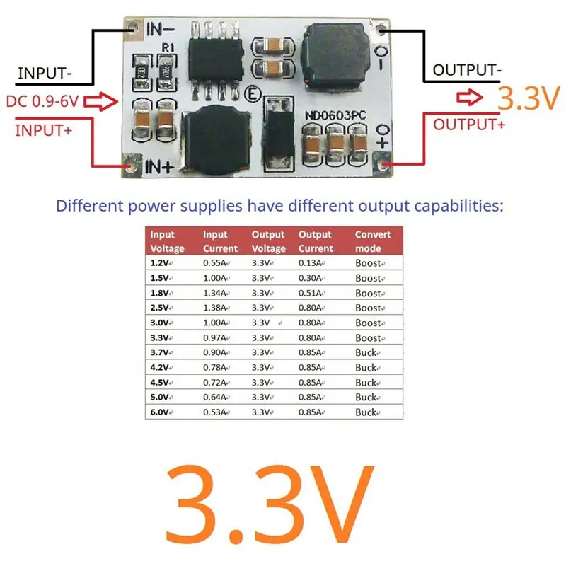 A37T PWM PFM Voltage Regulator DC-DC Converter Module Auto Buck-Boost for Lipo Nimh Battery 0.9-6V to 3.3V
