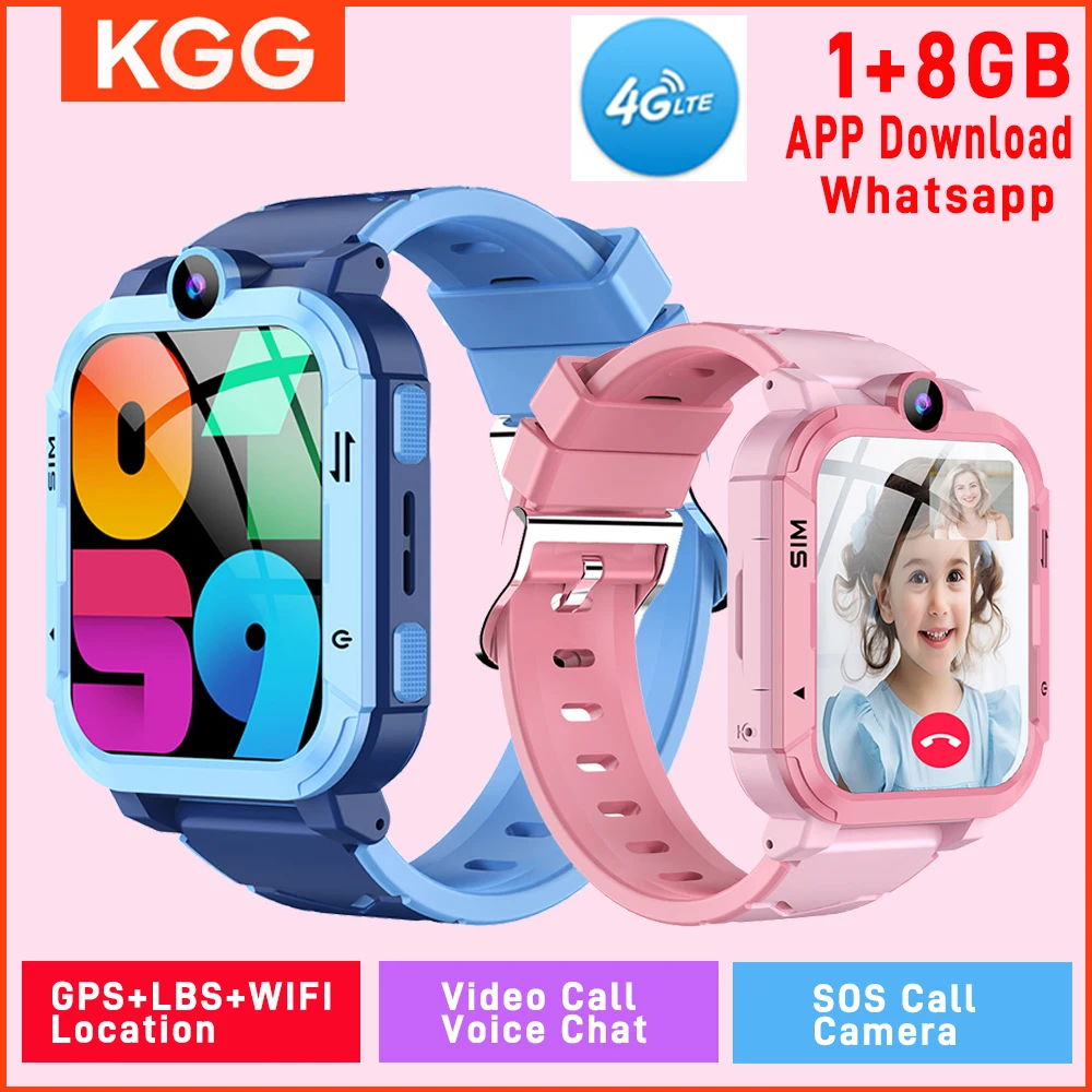 

2025 4G Kids Smart Phone Watch 1+8GB APP Download GPS WiFi Tracker Location Video Call SOS Back Monitor Children Smartwatch Gift