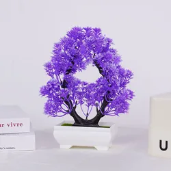 Plantas artificiales en maceta, bonsái, hermoso árbol pequeño, flores falsas, adornos en maceta para el jardín del hogar, decoración oficial del Hotel