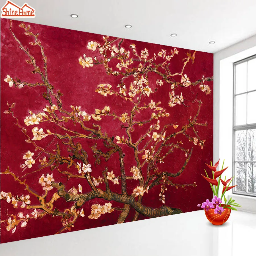 Modern Removable Peel and Stick Accept TV Wallpapers for Living Room Van Gogh Almond Blossom Photo Wall Papers Home Decor Mural