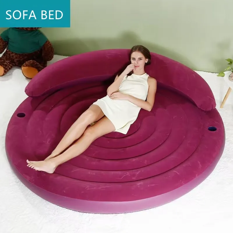 Sofá cama grande inflable moderno para viajes, cama redonda plegable portátil para adultos, estudiantes y niños, muebles de jardín al aire libre