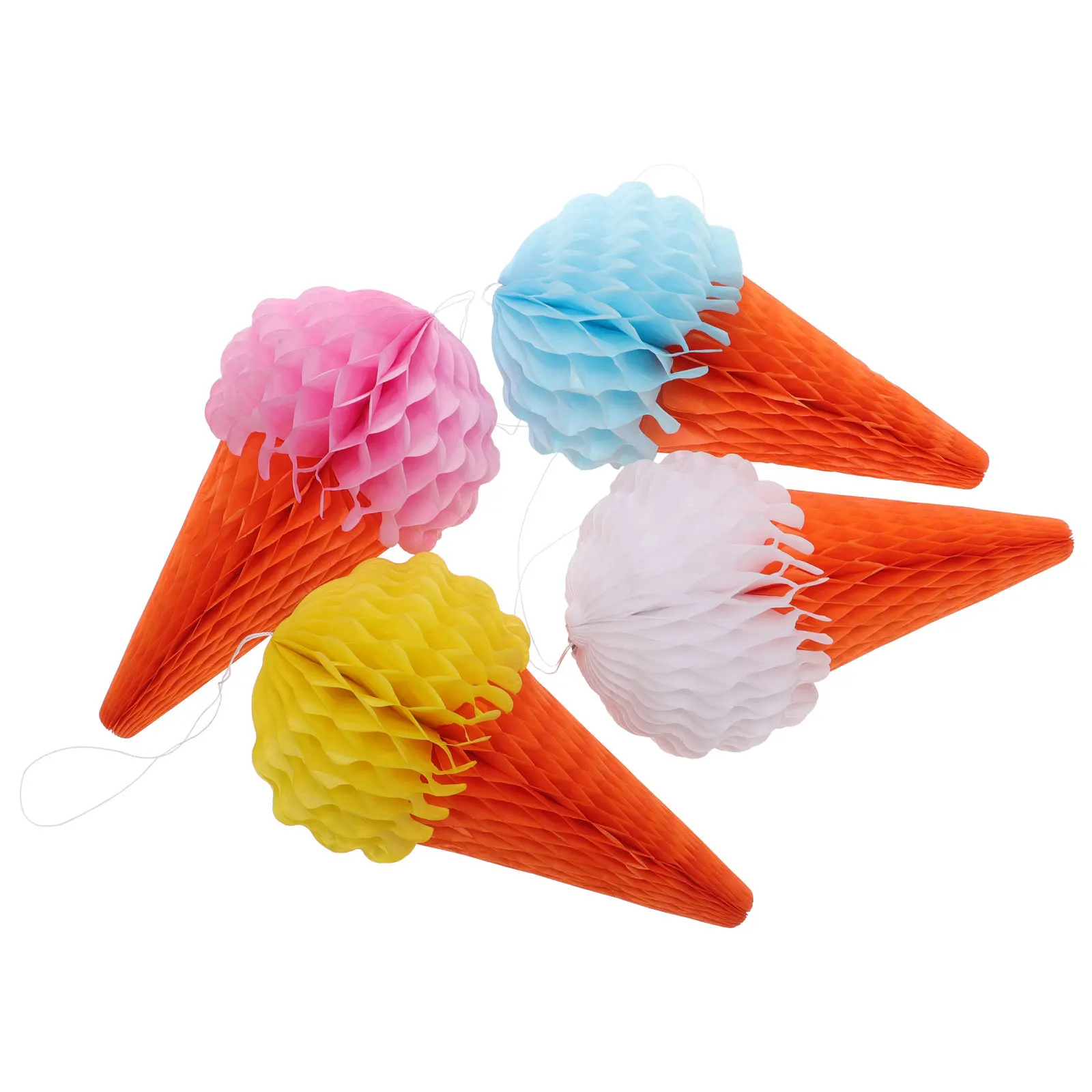 4 قطعة ورقة الآيس كريم العسل الكرة شنقا الديكور للحزب مهرجان الصيف الاحتفال شجرة المنزل ديكور الآيس كريم العسل