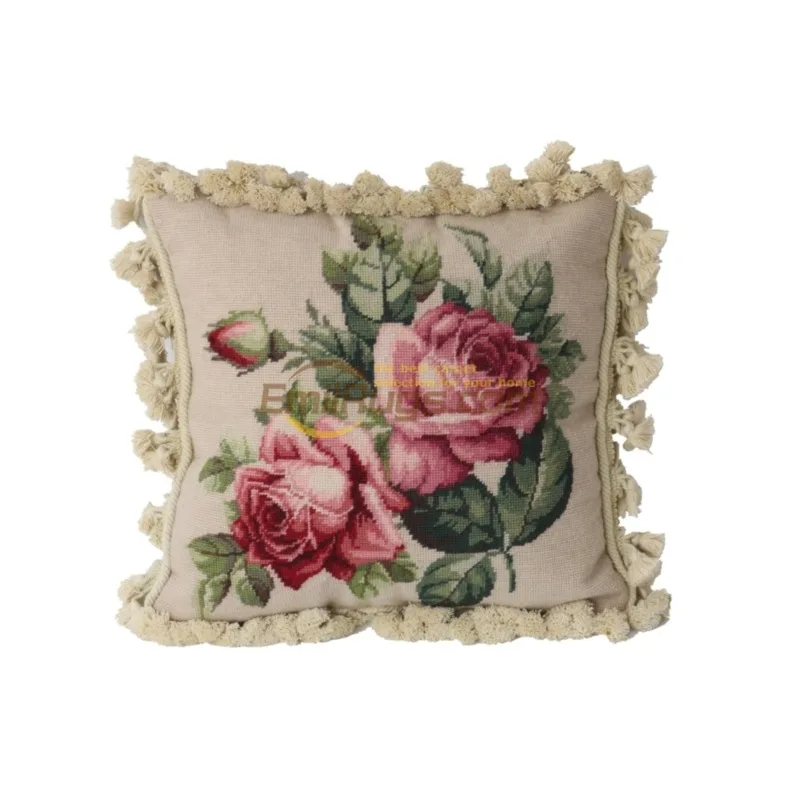 camel needlepoint floral pillow  Ethnic wovenretro Rococo cloth bedroom collection court embroidered cushions