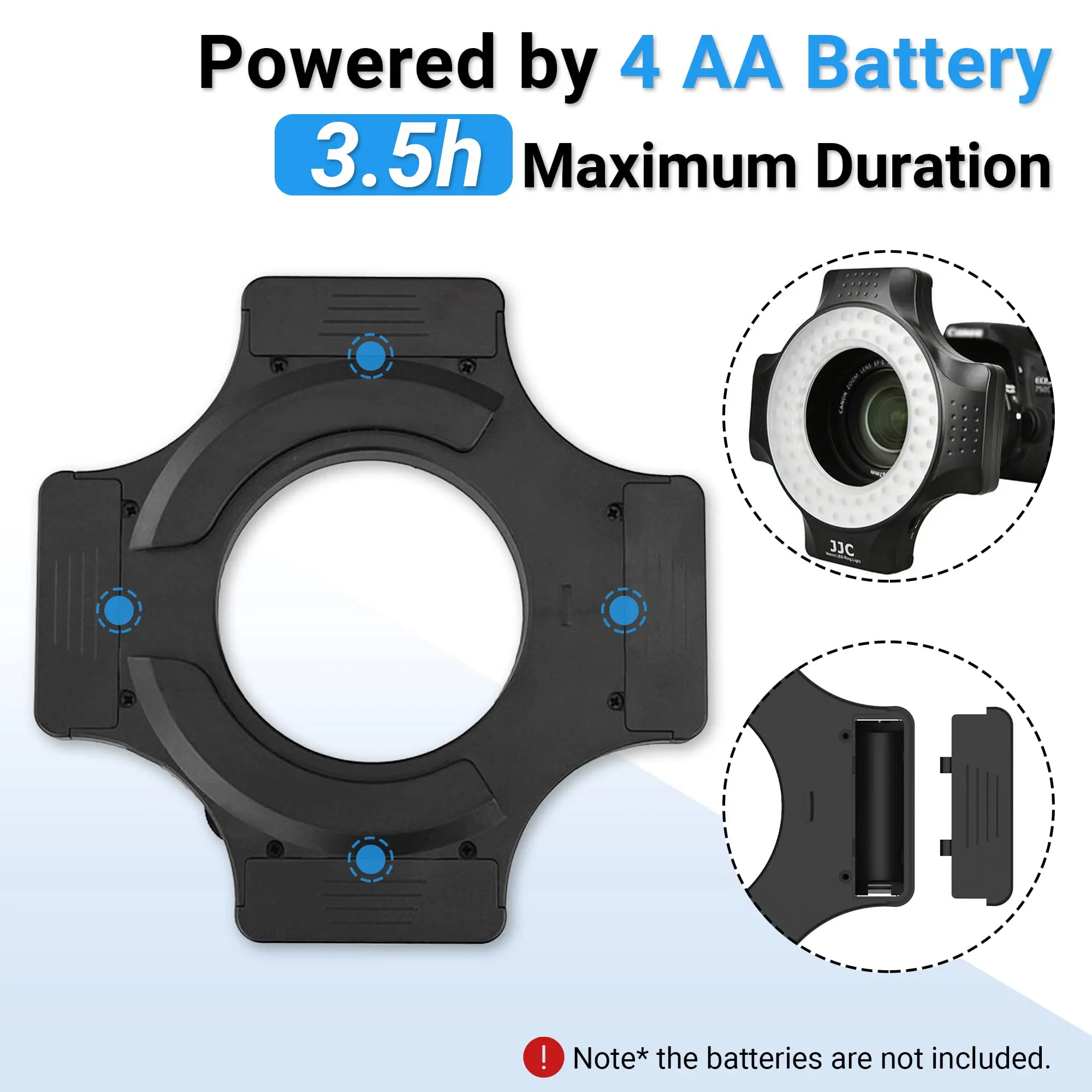 JJC-Macro LED Ring Flash Set, variável, 60 LEDs, 6 adaptador, anel de luz para Canon, Nikon, Sony, Olympus, Pentax, DSLR Camera