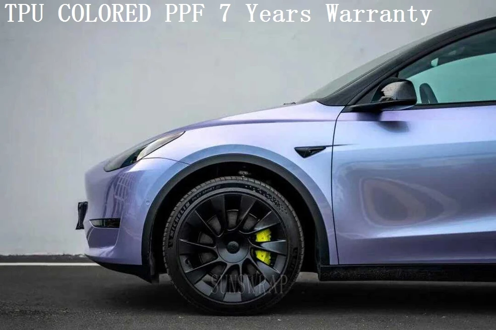 Mystic Purple Silver Color Changing Car Wrap - Glossy TPU PPF Car Paint Protection Film for Vehicle, Boat, Aircraft 5x52ft/roll